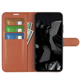 EIDERWOOD Google Pixel 9 Pro XL Litchi Leather Flip Case w. Wallet - Brown