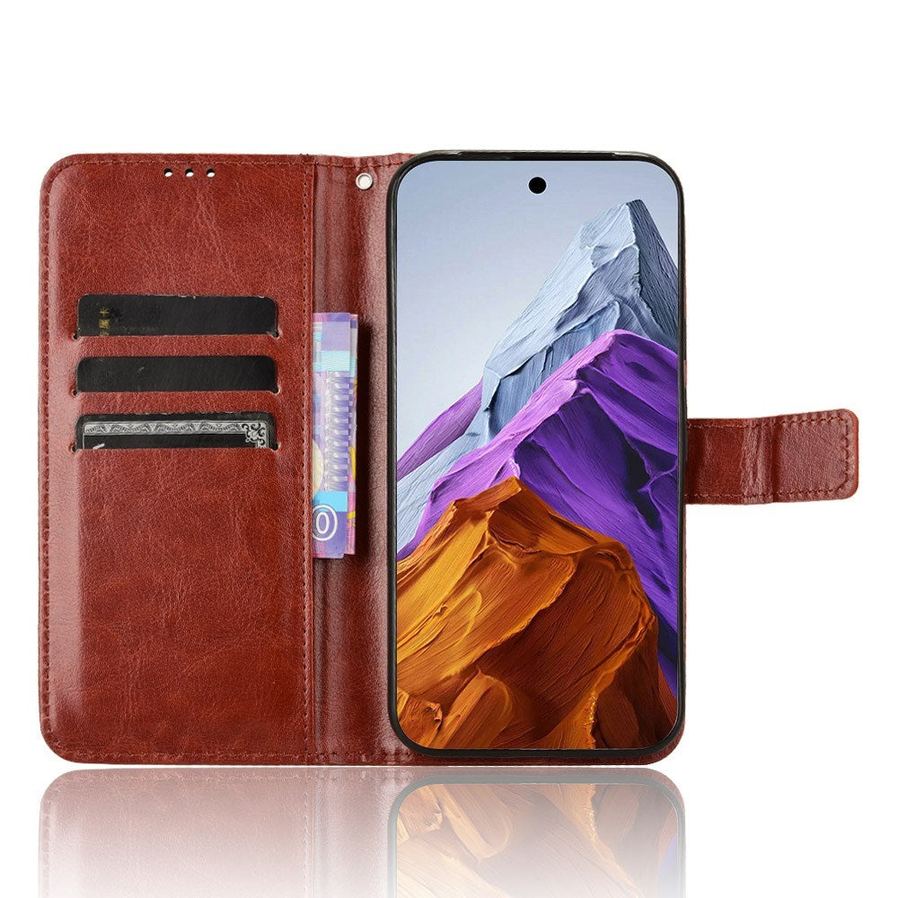 EIDERWOOD Google Pixel 9 / 9 Pro Leather Flip Case w. Stand & Wallet - Brown