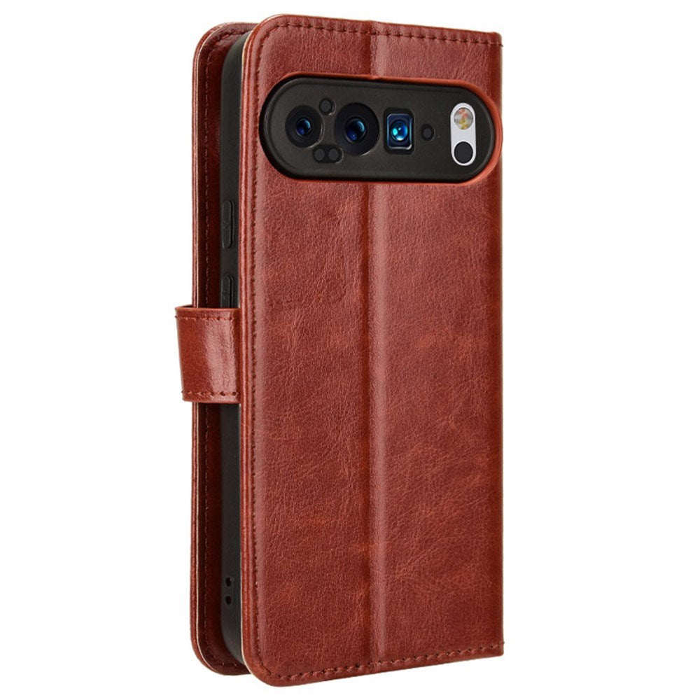 EIDERWOOD Google Pixel 9 Leather Flip Case w. Stand & Wallet - Brown