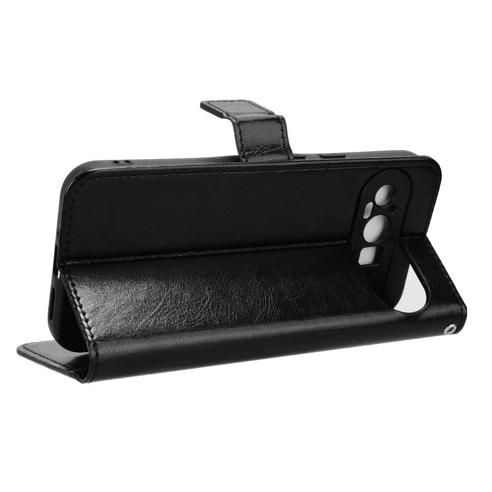 EIDERWOOD Google Pixel 9 Leather Flip Case w. Stand & Wallet - Black