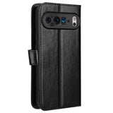 EIDERWOOD Google Pixel 9 / 9 Pro Leather Flip Case w. Stand & Wallet - Black