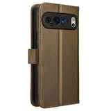 EIDERWOOD Google Pixel 9 Pro Leather Flip Case w. Strap & Texture - Brown