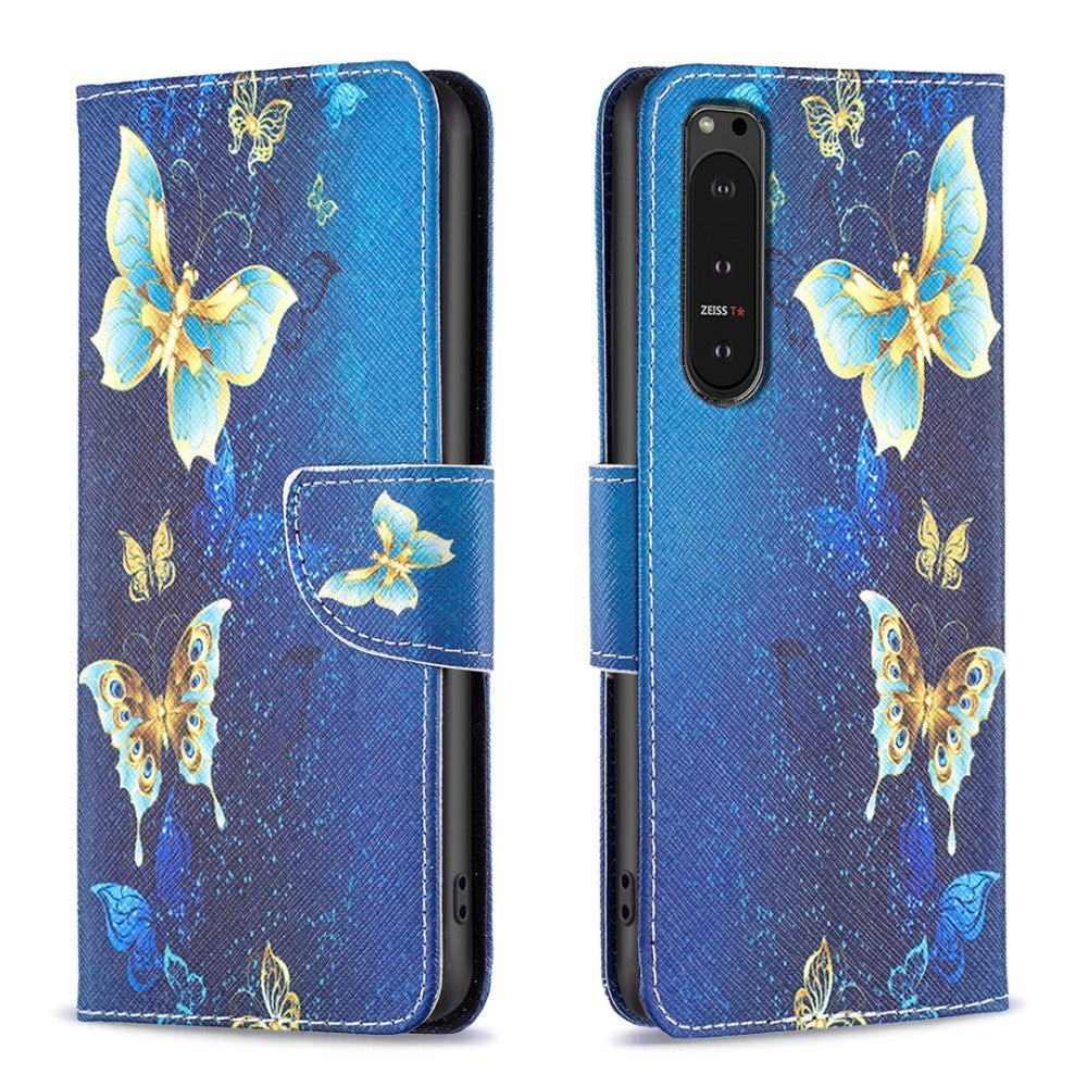 EIDERWOOD Sony Xperia 10 VI Leather Wallet Case & Print - Blue with Butterflies