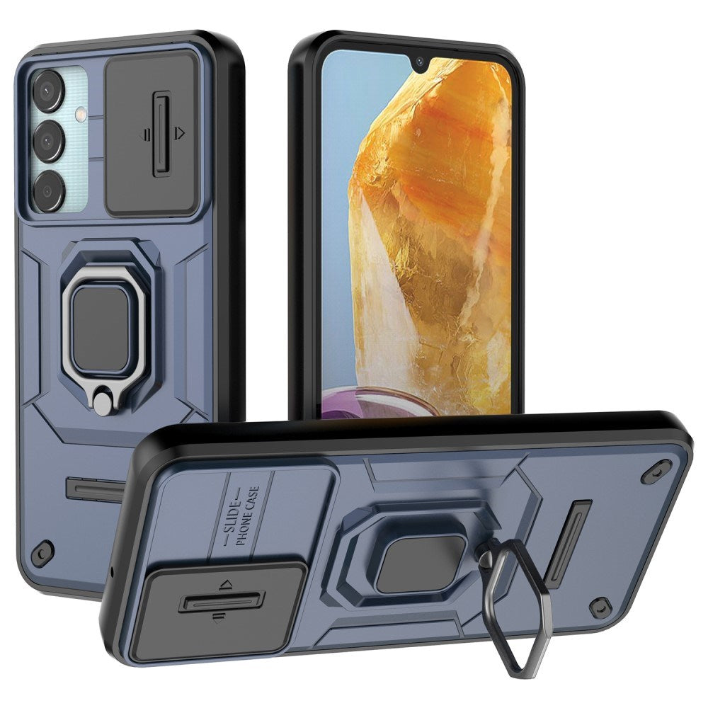 EIDERWOOD Samsung Galaxy M15 (5G) Tough Case w. Magnetic Kickstand & Cam Slider - Blue