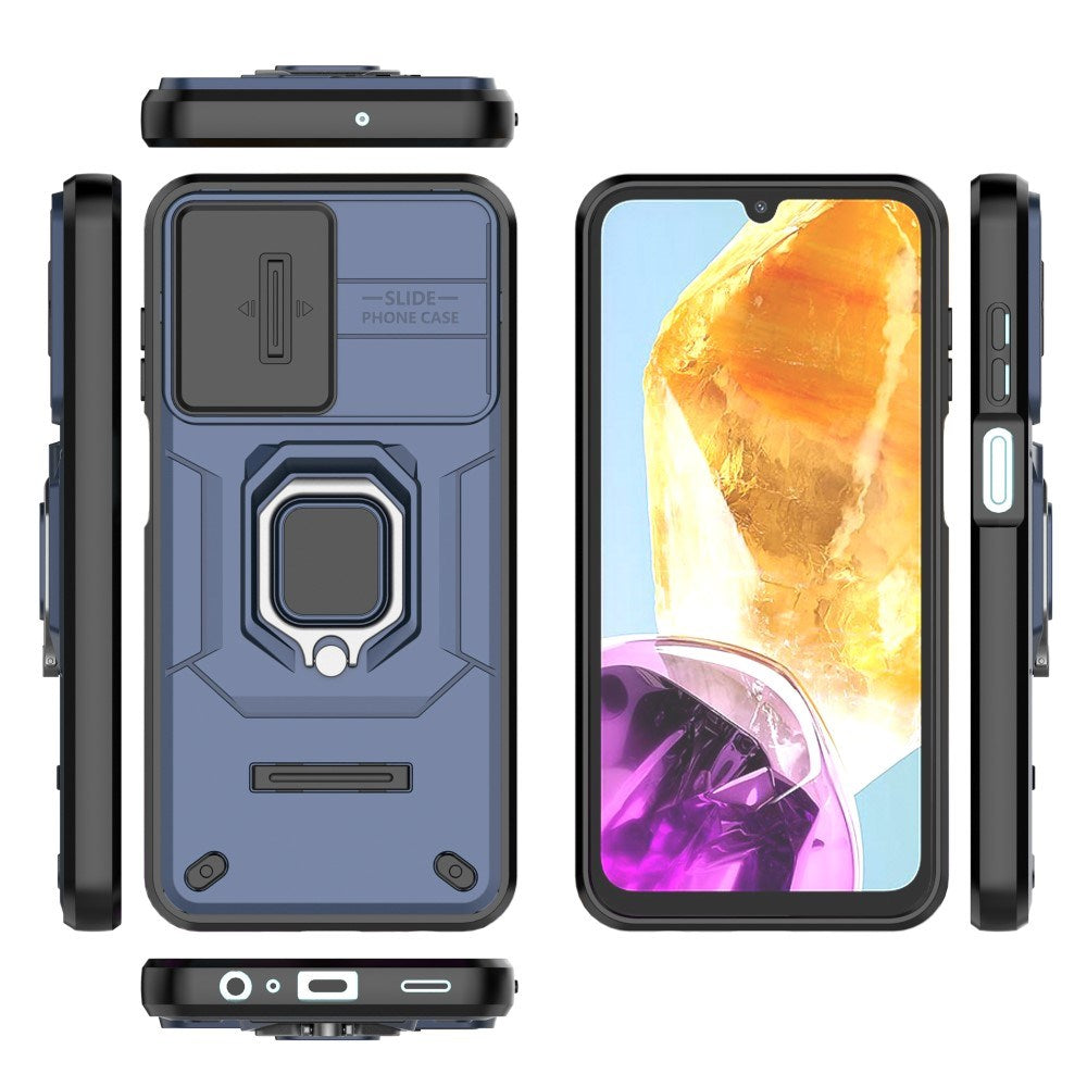 EIDERWOOD Samsung Galaxy M15 (5G) Tough Case w. Magnetic Kickstand & Cam Slider - Blue