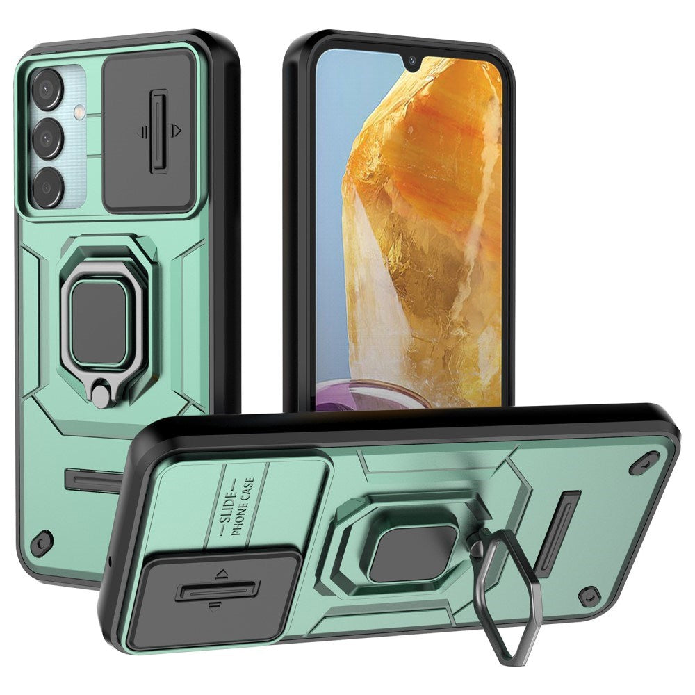 EIDERWOOD Samsung Galaxy M15 (5G) Tough Case w. Magnetic Kickstand & Cam Slider - Green