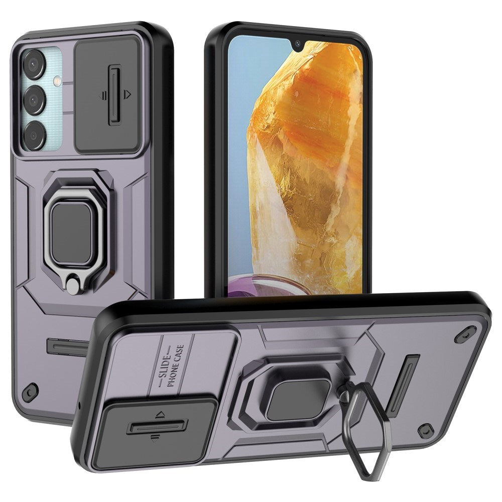 EIDERWOOD Samsung Galaxy M15 (5G) Tough Case w. Magnetic Kickstand & Cam Slider - Purple