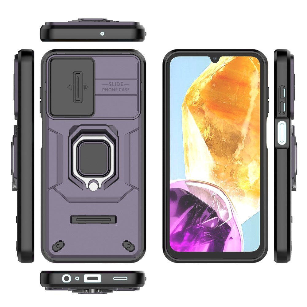 EIDERWOOD Samsung Galaxy M15 (5G) Tough Case w. Magnetic Kickstand & Cam Slider - Purple