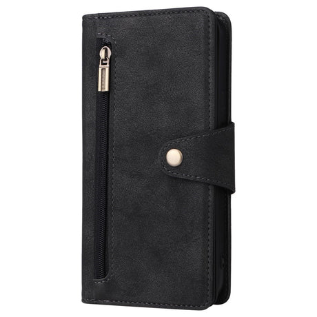 EIDERWOOD iPhone 12 Pro Max Flip Case with Card Holder & Zipper Pocket - Black