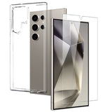 NORTHJO Samsung Galaxy S24 Ultra 2-in-1 Set Flexible Plastic Case with Tempered Glass Screen Protector - Transparent