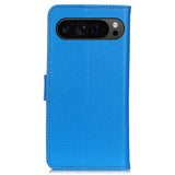 EIDERWOOD Google Pixel 10 / 10 Pro / 9 / 9 Pro Litchi Faux Leather Flip Case w. Wallet - Blue
