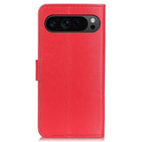 EIDERWOOD Google Pixel 10 / 10 Pro / 9 / 9 Pro Litchi Faux Leather Flip Case w. Wallet - Red