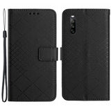 EIDERWOOD Sony Xperia 10 VI Leather Flip Case w. Wallet & Strap - Rhombus Engraving - Black