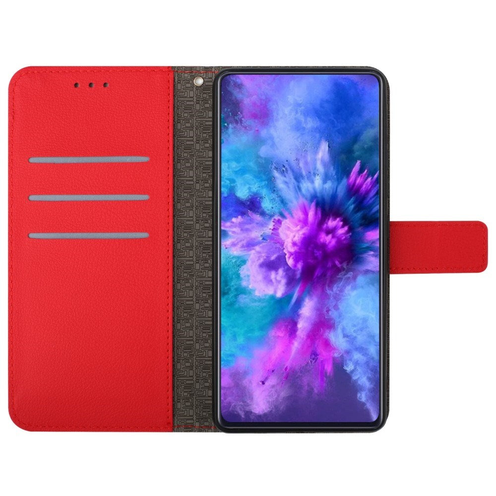 EIDERWOOD Sony Xperia 10 VI Leather Flip Case w. Wallet & Strap - Rhombus Engraving - Red