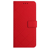 EIDERWOOD Sony Xperia 10 VI Leather Flip Case w. Wallet & Strap - Rhombus Engraving - Red