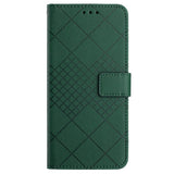 EIDERWOOD Sony Xperia 10 VI Leather Flip Case w. Wallet & Strap - Rhombus Engraving - Green