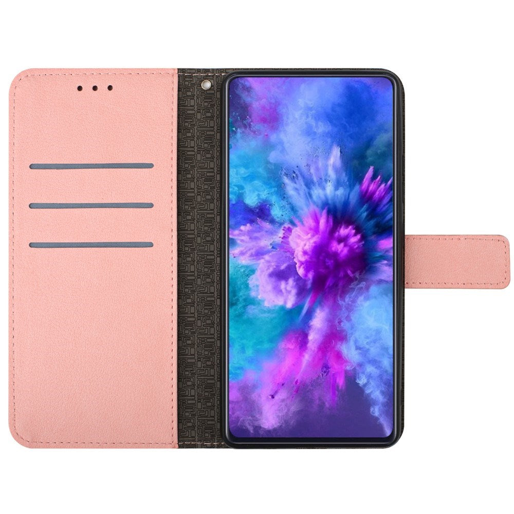 EIDERWOOD Sony Xperia 10 VI Leather Flip Case w. Wallet & Strap - Rhombus Engraving - Pink