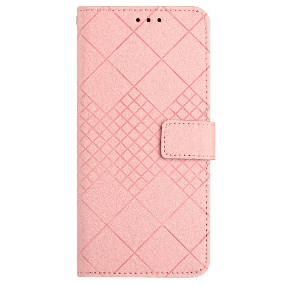 EIDERWOOD Sony Xperia 10 VI Leather Flip Case w. Wallet & Strap - Rhombus Engraving - Pink