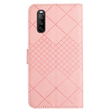 EIDERWOOD Sony Xperia 10 VI Leather Flip Case w. Wallet & Strap - Rhombus Engraving - Pink