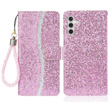 EIDERWOOD Samsung Galaxy S24 / S25 Glitter Flip Case with Card Holder and Stand Function - Pink