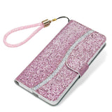 EIDERWOOD Samsung Galaxy S24 / S25 Glitter Flip Case with Card Holder and Stand Function - Pink