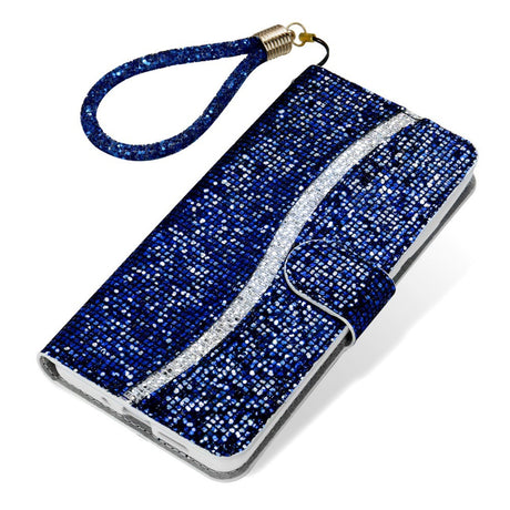 EIDERWOOD Samsung Galaxy S24 / S25 Glitter Flip Case with Card Holder and Stand Function - Blue