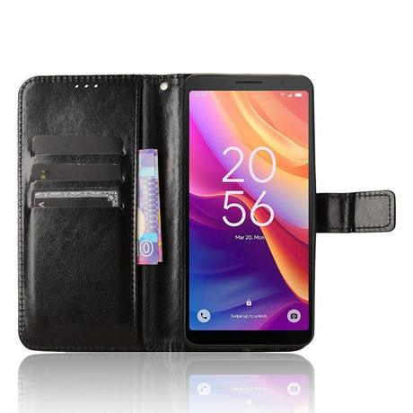 EIDERWOOD TCL 501 Faux Leather Flip Case with Stand & Wallet - Black