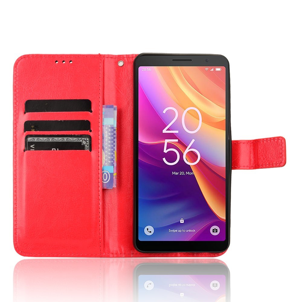 EIDERWOOD TCL 501 Faux Leather Flip Case with Stand & Wallet - Red