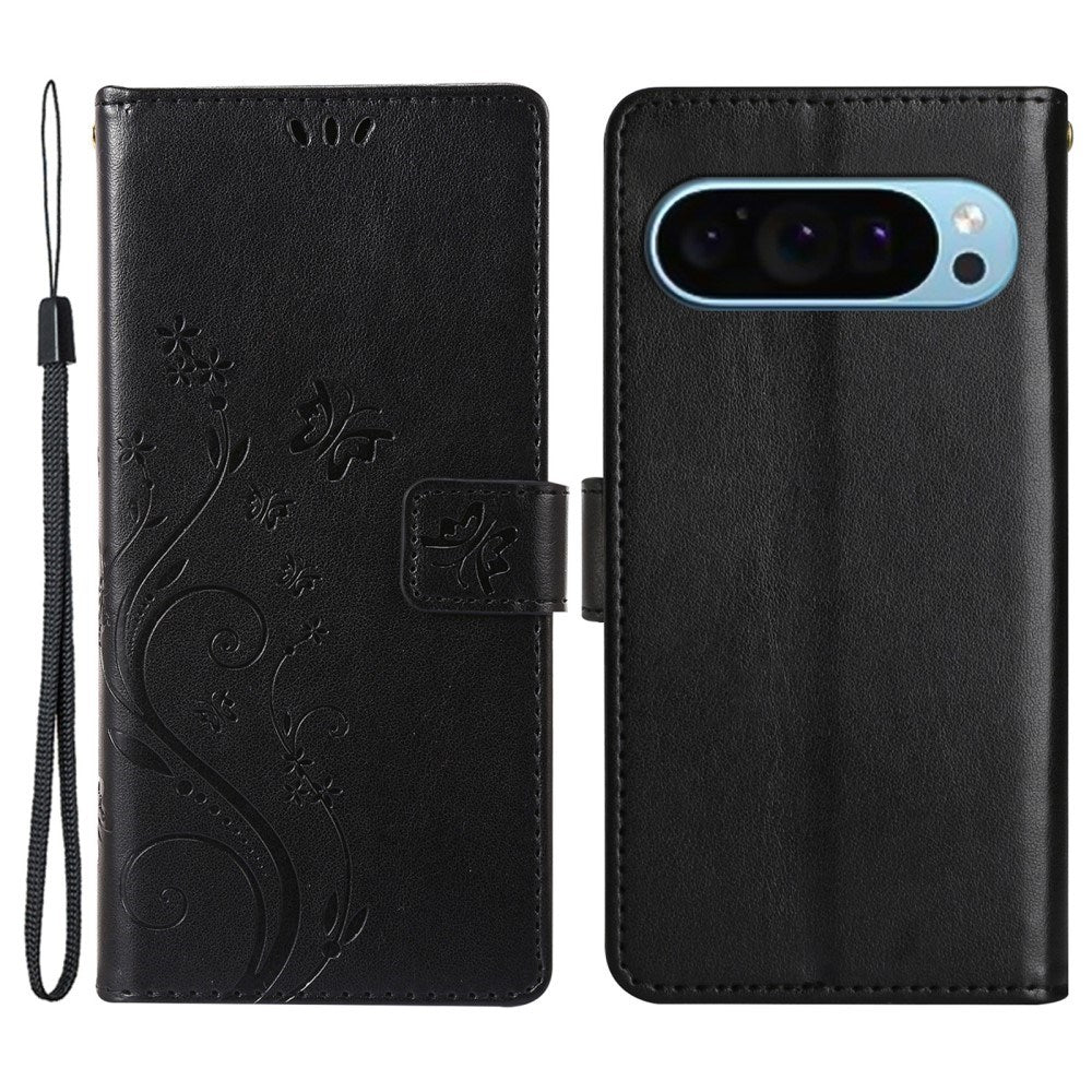 EIDERWOOD Google Pixel 9 / 9 Pro Butterflies Leather Wallet Case - Black