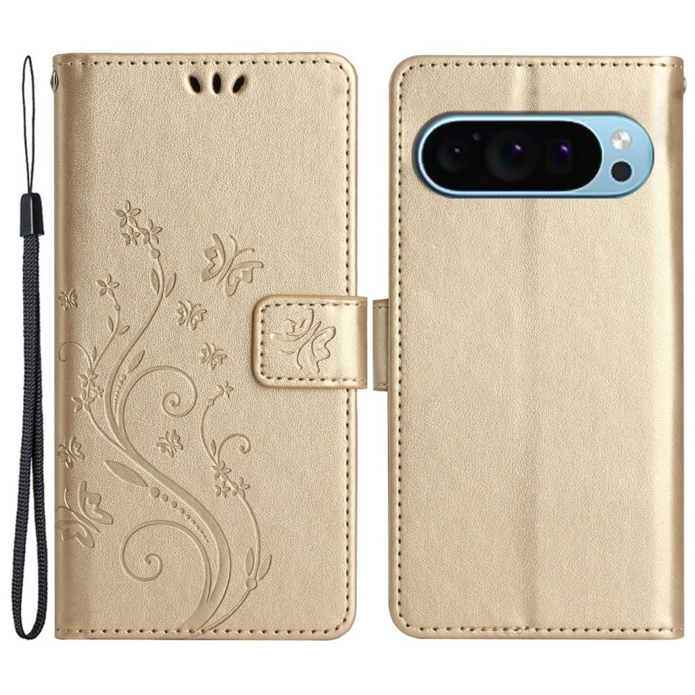 EIDERWOOD Google Pixel 9 / 9 Pro Butterflies Leather Wallet Case - Gold