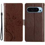 EIDERWOOD Google Pixel 9 / 9 Pro Butterflies Leather Wallet Case - Brown