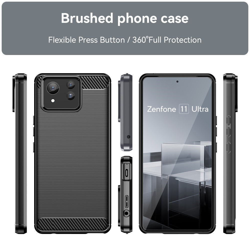 EIDERWOOD Asus Zenfone 11 Ultra Brushed Carbon Fiber Flexible Plastic Case - Black