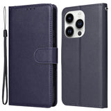 EIDERWOOD iPhone 14 Pro Max Faux Leather Flip Case with Strap - Blue