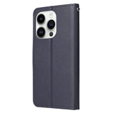 EIDERWOOD iPhone 14 Pro Max Faux Leather Flip Case with Strap - Blue