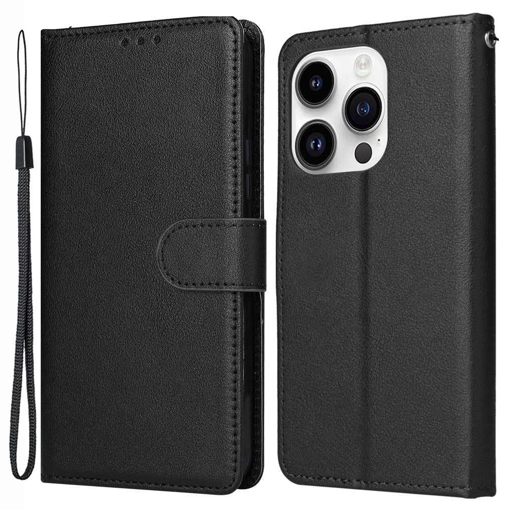 EIDERWOOD iPhone 14 Pro Max Faux Leather Flip Case with Strap - Black