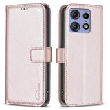 EIDERWOOD Motorola Edge 50 Pro Faux Leather Flip Cover with Stand Function & Card Holder - Rose Gold