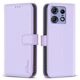 EIDERWOOD Motorola Edge 50 Pro Faux Leather Flip Cover with Stand Function & Card Holder - Lavender