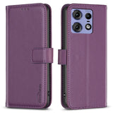 EIDERWOOD Motorola Edge 50 Pro Faux Leather Flip Cover with Stand Function & Card Holder - Deep Purple