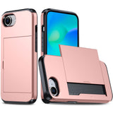 EIDERWOOD iPhone 16e Multifunctional Back Cover with Card Holder - Rose Gold