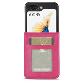 EIDERWOOD Samsung Galaxy Z Flip7 FE / Flip6 Faux Leather Flip Case with Cardholder & Stand Function - Pink