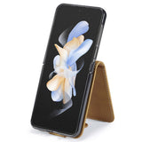 EIDERWOOD Samsung Galaxy Z Flip7 FE / Flip6 Faux Leather Flip Case with Cardholder & Stand Function - Light Brown