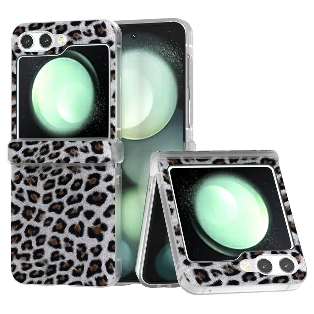 EIDERWOOD Samsung Galaxy Z Flip6 Hard Plastic Cover w. Leopard Print - Silver