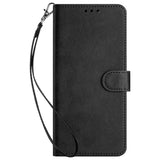 OPPO A77 (5G) / A57 / A57s EIDERWOOD Faux Leather Flip Case with Strap - Black