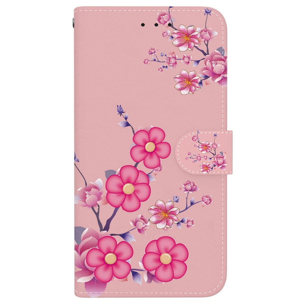 EIDERWOOD iPhone 16e Faux Leather Case w. Wallet & Strap - Pink with Flowers