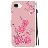 EIDERWOOD iPhone 16e Faux Leather Case w. Wallet & Strap - Pink with Flowers