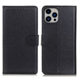 EIDERWOOD iPhone 16 Pro Max Litchi Leather Wallet Case - Black