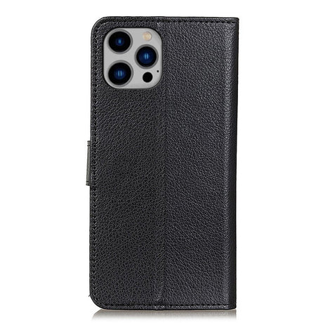 EIDERWOOD iPhone 16 Pro Max Litchi Leather Wallet Case - Black