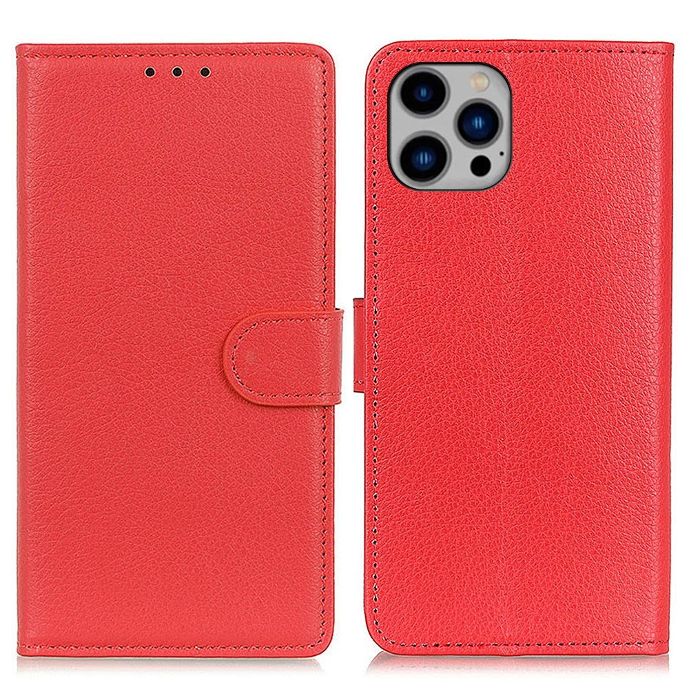 EIDERWOOD iPhone 16 Pro Max Litchi Leather Wallet Case - Red