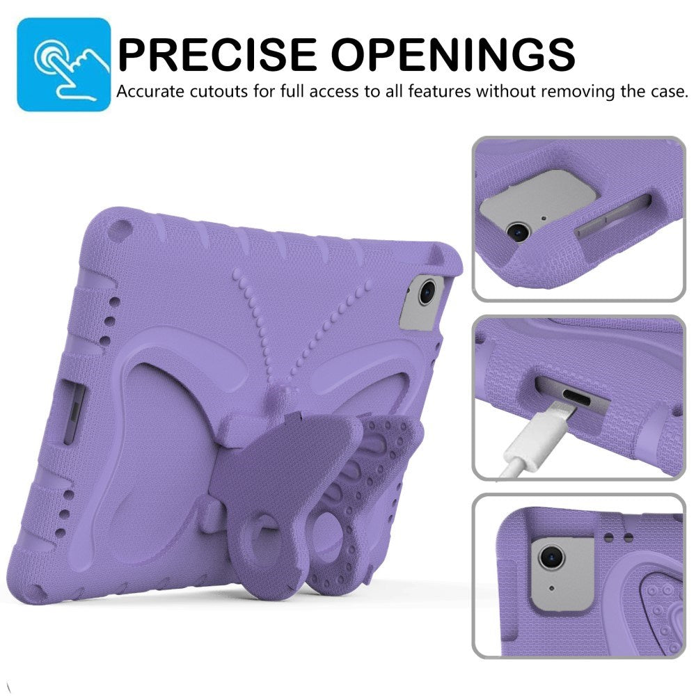 EIDERWOOD iPad Air 11" (2024) Kids Case - Butterfly Kickstand Case - Purple