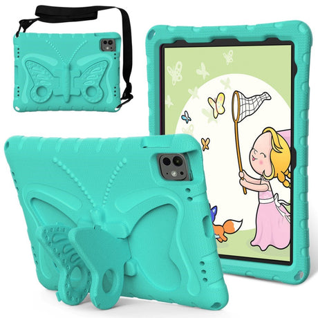 EIDERWOOD iPad Pro 11" (2024) Kids Case - Butterfly Kickstand Case - Mint Green